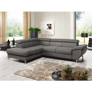 loftscape Ecksofa Hodge Fango Echtleder 260x75x207 cm mit Schlaffunktion und Bettkasten