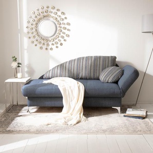 loftscape Recamiere Limon Jeansblau Webstoff 182x79x86 cm mit Schlaffunktion und Bettkasten