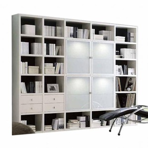 Regalwand III MDF Mitteldichte Holzfaserplatte , lackiert Weiß 272 x 222 x 34cm