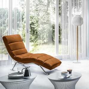 Relaxliege Kasson Braun/Cognac Microfaser Bice Silber 172 x 96 x 68cm