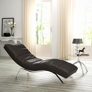Relaxliege Kasson Braun/Dunkelbraun Echtleder Mabel Silber 172 x 96 x 68cm