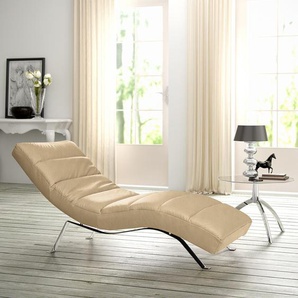 Relaxliege Kasson Beige/Warmes Beige Echtleder Mabel Silber 172 x 96 x 68cm