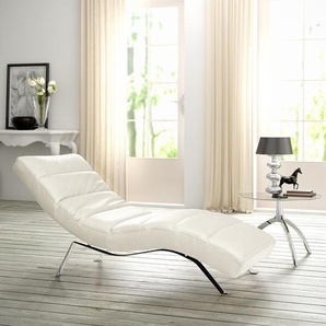 Relaxliege Kasson Weiß/Weiß Echtleder Mabel Silber 172 x 96 x 68cm