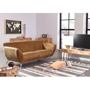 Sofa Astley 2-Sitzer Braun/Cognac Echtleder 205 x 83 x 110cm Modern