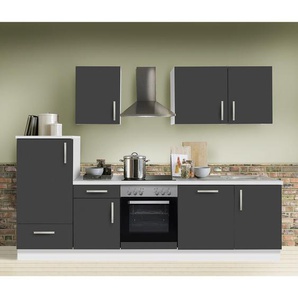Lomadox - Küche Premium Schiefer grau 280cm MANCHESTER-87 inklusive E-Geräte & Geschirrspüler