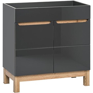 Lomadox - Waschtischunterschrank 80 cm SOLNA-56 inkl. Standfüßen, Hochglanz grau, b x h x t ca. 80 x 85 x 46cm