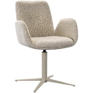 Lomoco Armlehnstuhl, Taupe, Metall, Textil, Leoprint, Drehkreuz, 62x85.5x61.5 cm, Bsci, Stoffauswahl, Sitzfläche 360° drehbar, Esszimmer, Stühle, Esszimmerstühle, Armlehnenstühle