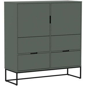 Lomoco Highboard, Dunkelgrün, Holzwerkstoff, 2 Fächer, 4 Schubladen, 118x127x43 cm, FSC Mix, Typenauswahl, Beimöbel erhältlich, Wohnzimmer, Kommoden & Sideboards, Highboards