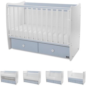 Lorelli Babybett MATRIX NEW Kinderbett 120 x 60 cm, 2 Ebenen, 2 Schubladen blau 10150600039P