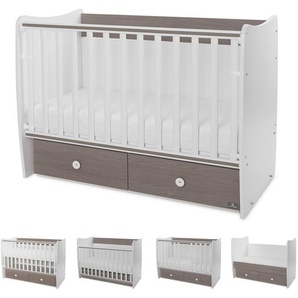 Lorelli Babybett MATRIX NEW Kinderbett 120 x 60 cm, 2 Ebenen, 2 Schubladen braun 10150600042P