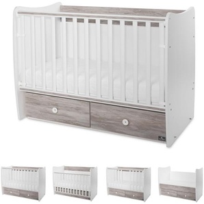 Lorelli Babybett MATRIX NEW Kinderbett 120 x 60 cm, 2 Ebenen, 2 Schubladen dunkelbraun 10150600043P