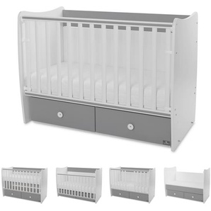Lorelli Babybett MATRIX NEW Kinderbett 120 x 60 cm, 2 Ebenen, 2 Schubladen grau 10150600041P