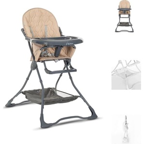 Lorelli Kinderhochstuhl Bonbon Bechervertiefung, klappbar, doppelter Tisch, Korb beige grau 10100312507