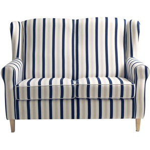 Lorris Sofa 2-SitzerFlachgewebe Blau Buche Natur