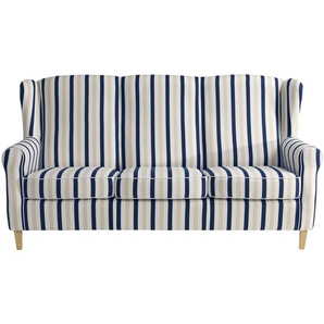 Lorris Sofa 3-SitzerFlachgewebe Blau Buche Natur