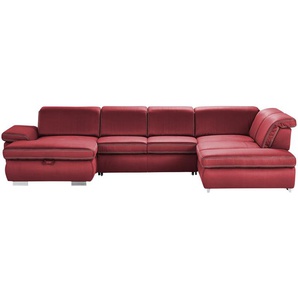 Lounge Collection Wohnlandschaft  mit verschiedenen Funktionen Amanda ¦ rot ¦ Maße (cm): B: 379 H: 85 T: 260