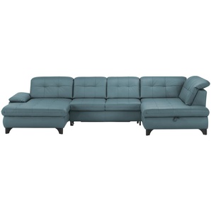 Lounge Collection Wohnlandschaft Leder  Jona ¦ blau ¦ Maße (cm): B: 368 H: 100 T: 194