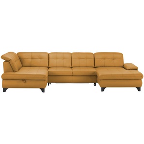 Lounge Collection Wohnlandschaft Leder  Jona ¦ gelb ¦ Maße (cm): B: 368 H: 100 T: 194.0