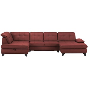 Lounge Collection Wohnlandschaft Leder  Jona ¦ rot ¦ Maße (cm): B: 368 H: 100 T: 194