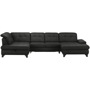 Lounge Collection Wohnlandschaft Leder  Jona ¦ schwarz ¦ Maße (cm): B: 368 H: 100 T: 194.0