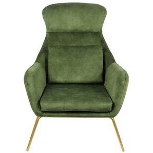 Lounge Einzelsessel aus Samtvelours Grün Metall Bügelgestell