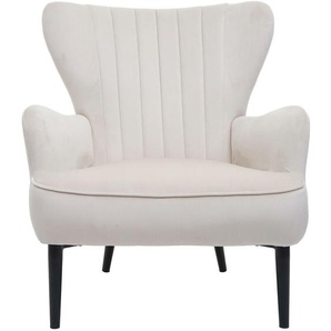 Lounge-Sessel HHG 737, Cocktailsessel Polstersessel Sessel, Samt (280g/m²) creme-beige