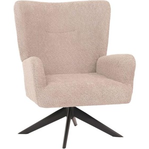 Lounge-Sessel HHG 916, Cocktailsessel Polstersessel Relaxsessel, drehbar, Stoff/Textil Chenille Metall taupe