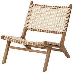 Lounge Sessel Keila faser beige holz natur / Teakholz & Rattan - Bloomingville - Holz natur