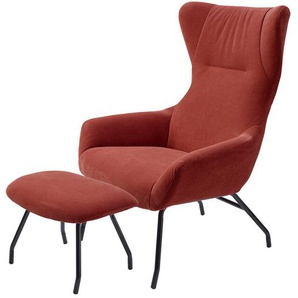 Lounge Sessel und Hocker Ribe Bezug Chenille rostrot, LS 108/ H 40xLS 80/ H 57xLS 79.5/ H 41 cm