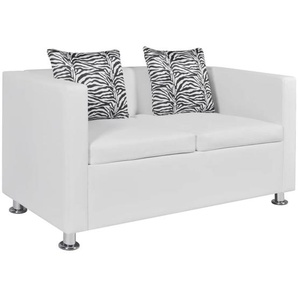 2-Sitzer-Sofa Kunstleder Weiß