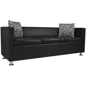 3-Sitzer-Sofa Kunstleder Schwarz
