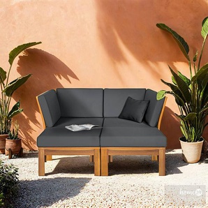 Loungegruppe 4-teilig 142 x 73 x 131cm Braun/Grau/Anthrazit