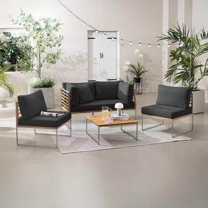 Loungegruppe 5-teilig Braun/Grau/Anthrazit