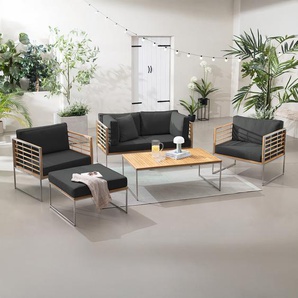 Loungegruppe 6-teilig Grau/Anthrazit