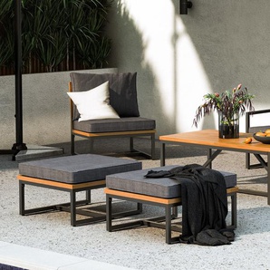 Loungehocker Webstoff Braun/Grau 65 x 40 x 65cm