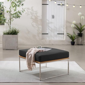 Loungehocker Webstoff 70 x 43 x 70cm Braun/Grau/Anthrazit