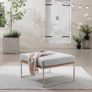 Loungehocker Webstoff 70 x 43 x 70cm Braun/Grau/Hellgrau