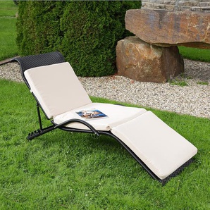 Loungeliege Sonnenliege Gartenliege Rattanliege Rattan schwarz Polyrattan Lounge