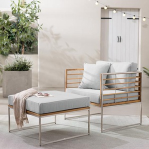 Loungesessel 2-teilig 83 x 74 x 70cm Grau/Hellgrau
