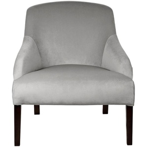 Loungesessel FINK Sessel Sessel Gr. Samtvelours VELVET, grau Loungesessel mit schmalen Armlehnen, massive Holzbeine in Buche schwarz