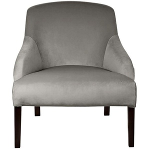 Loungesessel FINK Sessel Sessel Gr. Samtvelours VELVET, grau Loungesessel mit schmalen Armlehnen, massive Holzbeine in Buche schwarz