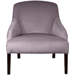 Loungesessel FINK Sessel Sessel Gr. Samtvelours VELVET, rosa Loungesessel mit schmalen Armlehnen, massive Holzbeine in Buche schwarz