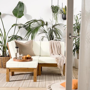 Loungesessel 60 x 73 x 71cm Braun/Weiß/Wollweiß