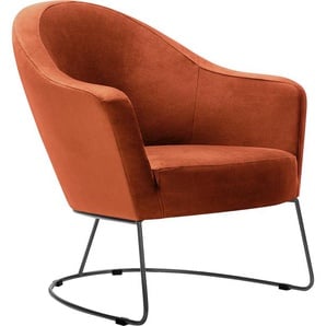 Loungesessel LOVI Grape Sessel Gr. Samtstoff Velvet, Sessel, B/H/T: 77 cm x 77 cm x 78 cm, orange Loungesessel Metallrahmen grau, Sitzfläche in Formschaum für luftiges Sitzgefühl
