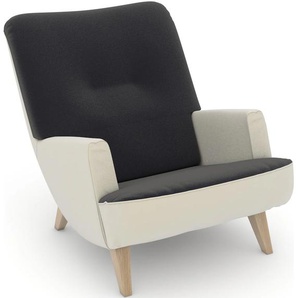Loungesessel MAX WINZER build-a-chair Borano Sessel Gr. Samtvelours, Füße Buche natur-Füße Buche natur, B/H/T: 70 cm x 75 cm x 96 cm, beige (creme, anthrazit) Loungesessel