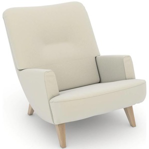 Loungesessel MAX WINZER build-a-chair Borano Sessel Gr. Samtvelours, Füße Buche natur-Füße Buche natur, B/H/T: 70 cm x 75 cm x 96 cm, beige (creme, creme) Loungesessel