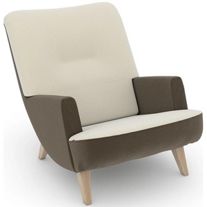 Loungesessel MAX WINZER build-a-chair Borano Sessel Gr. Samtvelours, Füße Buche natur-Füße Buche natur, B/H/T: 70 cm x 75 cm x 96 cm, beige (sahara, creme) Loungesessel
