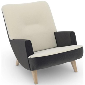 Loungesessel MAX WINZER build-a-chair Borano Sessel Gr. Samtvelours, Füße Buche natur-Füße Buche natur, B/H/T: 70 cm x 75 cm x 96 cm, schwarz (anthrazit, creme) Loungesessel
