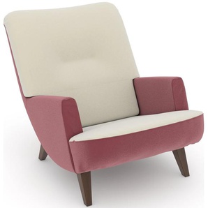 Loungesessel MAX WINZER build-a-chair Borano Sessel Gr. Samtvelours, Füße Buche nussbaumfarben-Füße Buche Nussbaum, B/H/T: 70 cm x 75 cm x 96 cm, rosa (rose, creme) Loungesessel