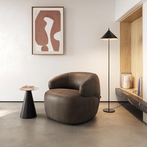 Loungesessel Nova 88x88 cm Mikrofaser Taupe Vintage, Cocktailsessel
